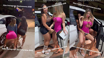Júh Morena e Sua Amiga Fazendo Xixi na Rua.