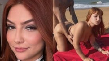 Pornô da ruivinha Brida Nunes fudendo na praia com roludo