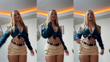 Sarah Estanislau rebolando de mini saia no TikTok