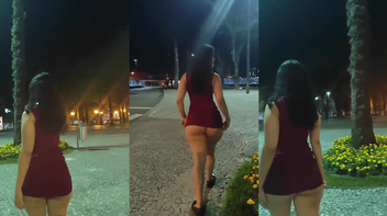 Privacy Grátis Aline Maciel com vestido curtinho na rua